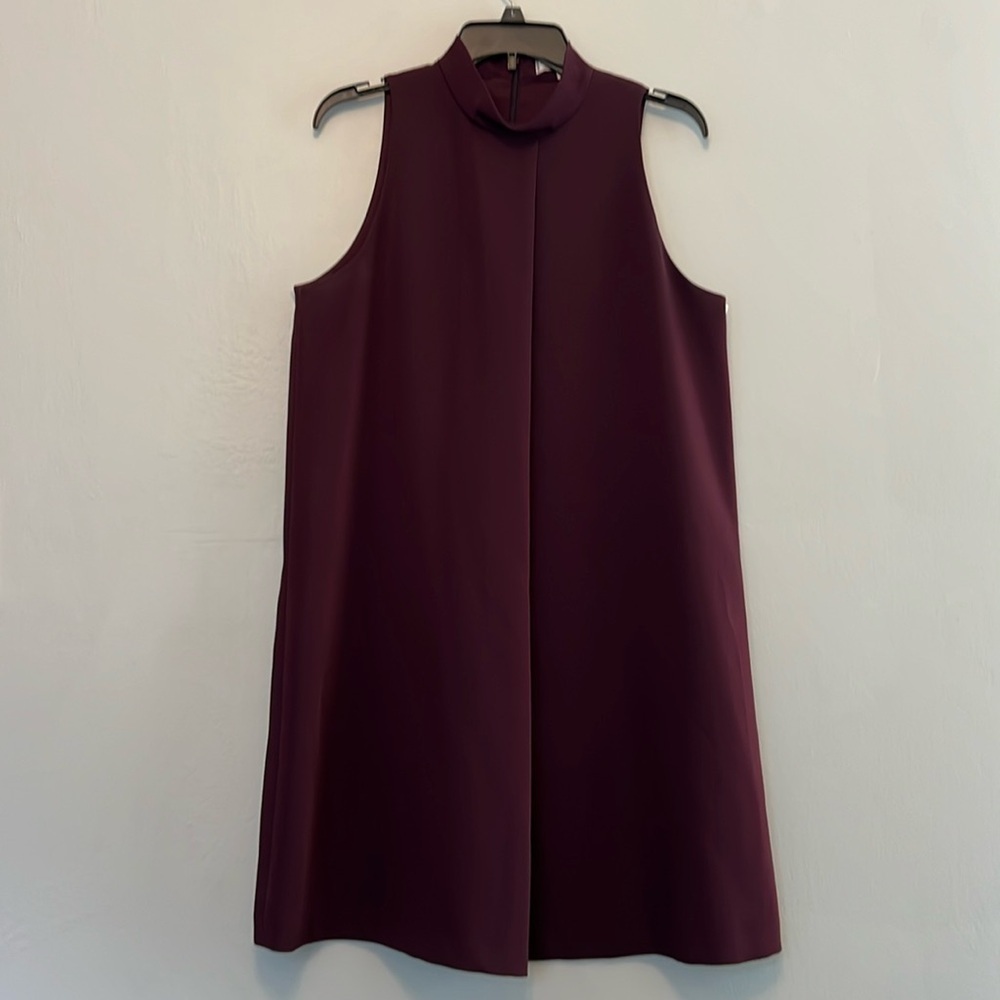 KATHERINE KELLY Womens Burgundy Mock Neck Sleeveless A-Line Dress Size‎ 10